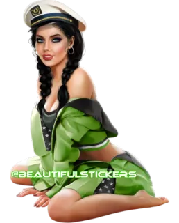 👩‍✈️ @BEAUTIFULSTICKERS mujer, chica, marinero, oficial, estilo anime, sexy telegram sticker