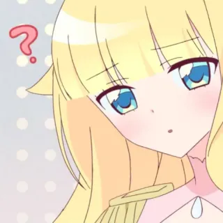☁️ anime, dibujos animados, signo de interrogación, pelo rubio, mujer, confundida whatsapp sticker