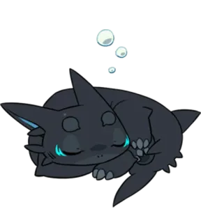 😴 잠자는, 동물, 귀여운, 괴물, 검은색, 잠자는 telegram sticker