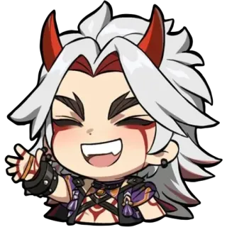 😄 Arataki Itto Genshin Impact Arataki Itto, Genshin Impact, Videospiel, Oni, Chibi whatsapp sticker