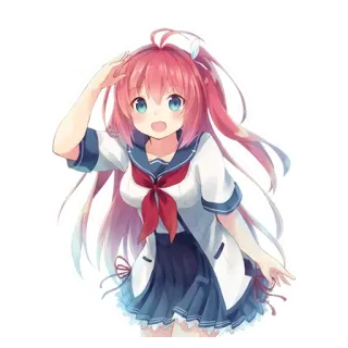 😄 anime, chica, uniforme escolar, pelo rosa telegram sticker