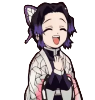 😂 Shinobu Kocho Demon Slayer anime, cartoon, demon slayer, shinobu kocho, cute, smiling, chibi telegram sticker