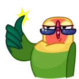 👍 burung, burung beo, kacamata hitam, keren, bintang, emoji, stiker telegram sticker