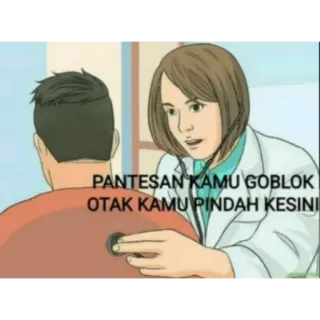 🤡 PANTESAN KAMU GOBLOK OTAK KAMU PINDAH KESINI врач, пациент, глупый, оскорбление, медицинский telegram sticker