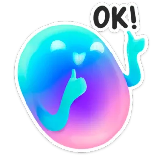 👌 OK! ok, jempol, persetujuan, positif, senang, blob, stiker whatsapp sticker