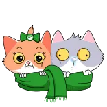 🥶 katten, sjaal, schattig, cartoon whatsapp sticker