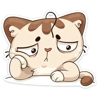 ☹ 고양이, 새끼고양이, 슬픈, 지루한, 귀여운, 동물, 스티커 telegram sticker