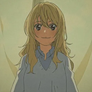 🩰 Kaori Miyazono Your Lie in April anime, meisje, glimlachend, blond haar, personage telegram sticker