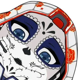 😍 Sticker, Gesicht, Zuckerschädel, Dia de los Muertos, Make-up, Kunstwerk telegram sticker