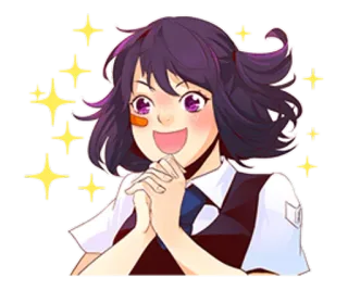 😍 Anime Mädchen, Funkeln, Fröhlich, Aufgeregt, Niedlich, Aufkleber whatsapp sticker