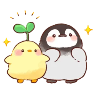 😍 chick, penguin, cute, animals, cartoon, kawaii whatsapp sticker