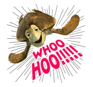 😏 Crush Finding Nemo WHOO HOO!!!! カメ, 幸せ, 興奮, 漫画, 海, 海 telegram sticker