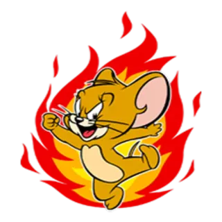 😡 Jerry Mouse Tom and Jerry cartoon, mouse, fire, jerry, angry telegram sticker