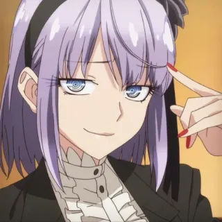 😏 anime, girl, purple hair, smirk, woman, manga, character whatsapp sticker