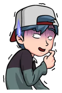 😰 anime, cartone animato, confuso, preoccupato, sudore, ragazzo, personaggio whatsapp sticker