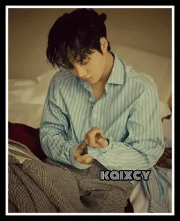 😪 KAIXCY kpop, man, portrait, clothing, indoors telegram sticker
