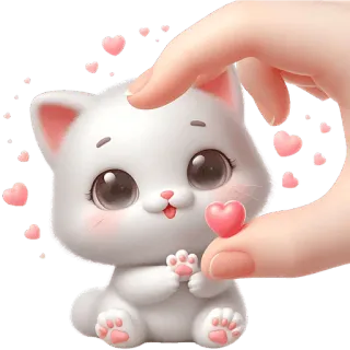 🫶 gatto, gattino, carino, cuori, animale, cartone animato, kawaii telegram sticker
