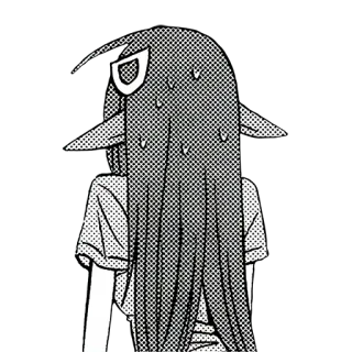 🐍 Anime, Manga, Sudore, Triste, Bianco e nero, Mezzatinta telegram sticker