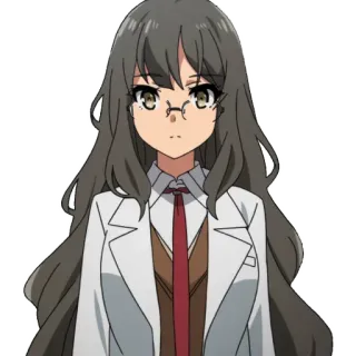 👋 Anime, Donna, Occhiali, Camice da laboratorio, Personaggio, Scienziata telegram sticker