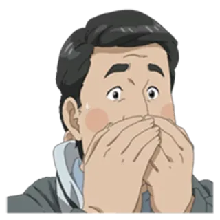 😶 shocked, surprised, man, cartoon, anime, embarrassed telegram sticker