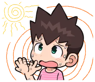 😫 sudando, calor, dibujos animados, ilustración, mareado, anime telegram sticker