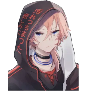 😒 汚れっちまった 悲しみに Anime, Sweat à capuche, Triste, Cheveux roses, Ras de cou telegram sticker