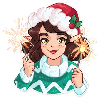 🎇 Weihnachten, Elf, Wunderkerzen, Feiertag, Feier, Festlich whatsapp sticker