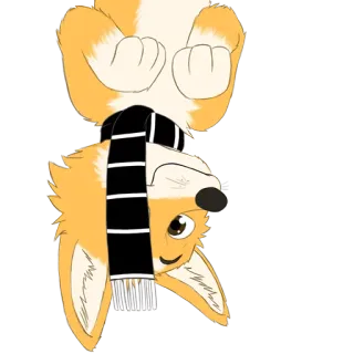 😜 corgi, cane, animale, sciarpa, carino, cartone animato telegram sticker