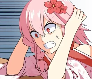 😱 anime, manga, cartoon, pink hair, angry, frustrated, japanese style telegram sticker