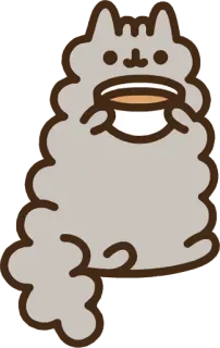 ☕️ Pusheen Katze, Pusheen, süß, Kaffee, Getränk telegram sticker