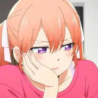 🙂 anime, girl, cute, pink hair, purple eyes telegram sticker