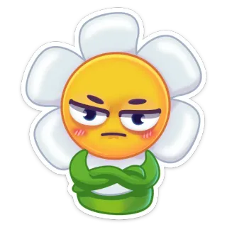 😡 fleur, emoji, mignon, en colère, plante, dessin animé telegram sticker