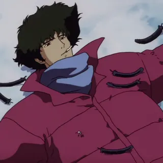 🚬 Spike Spiegel Cowboy Bebop Anime, Fumando, Personagem, Cicatriz, Deitado, Faroeste espacial whatsapp sticker