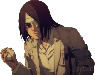 ⚾ Eren Yeager Attack on Titan อนิเมะ, ผ่าพิภพไททัน, เอเรน เยเกอร์, ตัวละคร, มังงะ telegram sticker
