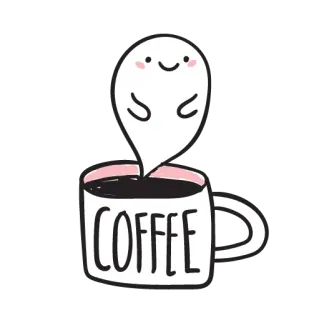 ☕️ COFFEE café, fantôme, mignon, tasse, boisson, kawaii telegram sticker
