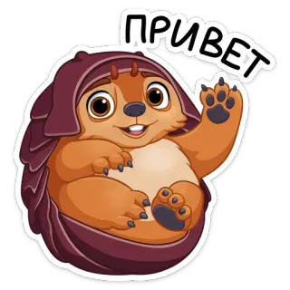 👋 ПРИВЕТ animale, carino, saluto, russo, adesivo, cartone animato telegram sticker