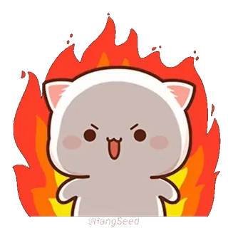 😡 en colère, chat, feu, mignon, animal, pêche whatsapp sticker