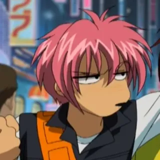 😠 Anime, Cartoon, Charakter, pinke Haare, Ausdruck, Animation telegram sticker