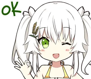 👌 OK gái anime, dấu OK, dễ thương, kawaii, nháy mắt, chibi telegram sticker