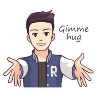 🤗 Gimme hug abbraccio, amichevole, cartone animato, affetto, invito telegram sticker