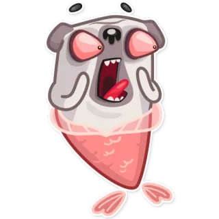 😱 dessin animé, monstre, créature, criant, poisson, yeux, drôle whatsapp sticker