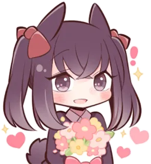 💐 Anime, Süß, Mädchen, Blumen, Herzen, Glitzer telegram sticker