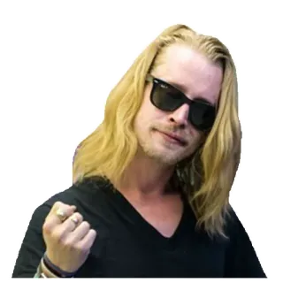 😐 남자, 선글라스, 금발 머리, 캐주얼 복장, 인물 사진, 스티커 telegram sticker