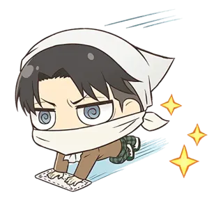 ✨ Levi Ackerman Attack on Titan Levi Ackerman, L'Attaque des Titans, Anime, Manga, Nettoyage, Chibi, Sticker telegram sticker