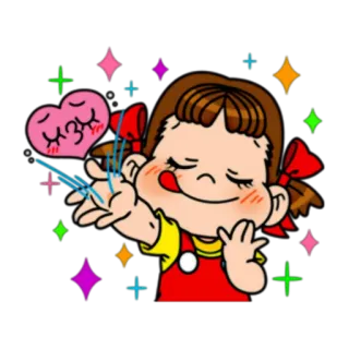 💕 Мультфильм, Девочка, Сердце, Блестки, Милый, Прелестный whatsapp sticker