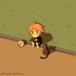 😺 @KingdomInPeace anime, cartoon, chibi, character, cat, ball, sitting, orange hair telegram sticker