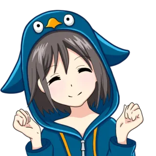 ☺ Anime, Pingouin, Mignon, Sweat à capuche, Dessin animé whatsapp sticker