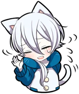 😣 Anime, Kot, Słodkie, Naklejka, Kawaii telegram sticker