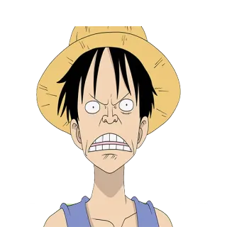 😡 Monkey D. Luffy One Piece animé, One Piece, Luffy, chapeau de paille, tête drôle, dessin animé, manga whatsapp sticker