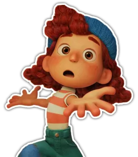 😮 Giulia Marcovaldo Luca animiert, Figur, Giulia, Luca, Disney, Pixar telegram sticker